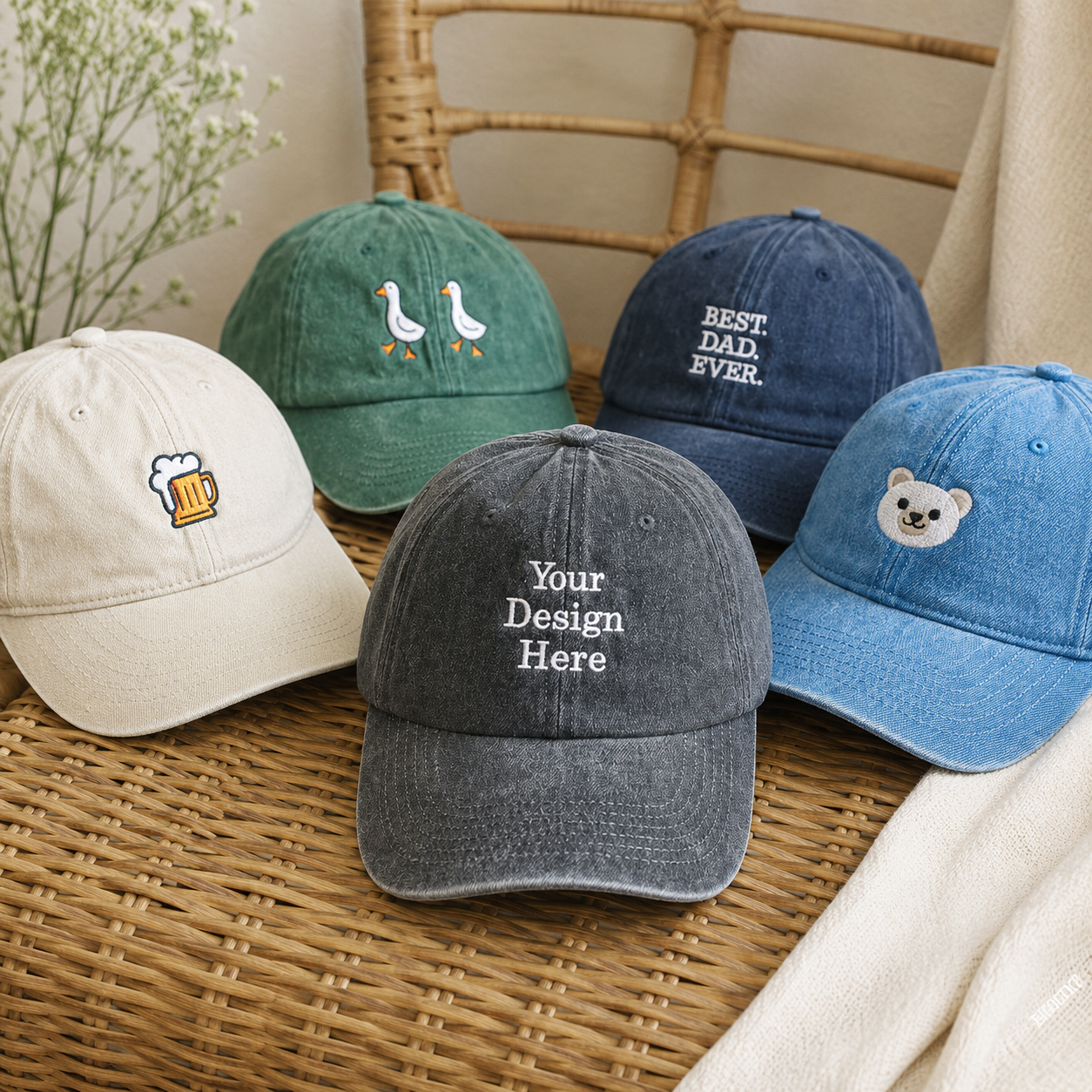 Vintage Trucker Hat With Personalized Text Embroidery