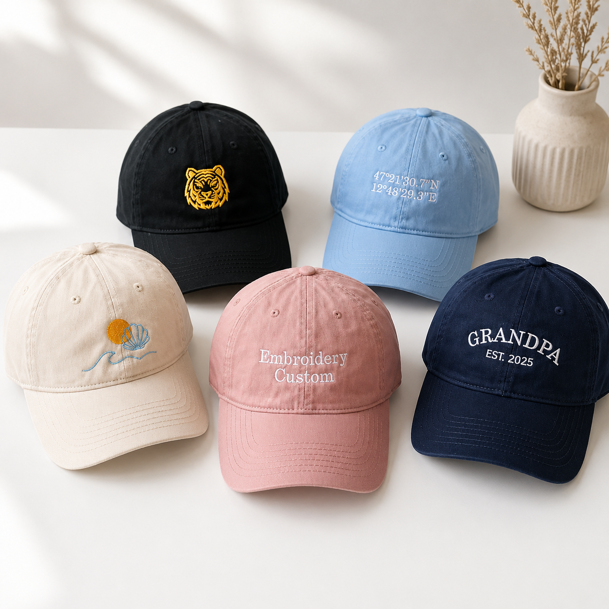 Vintage Trucker Hat With Personalized Text Embroidery