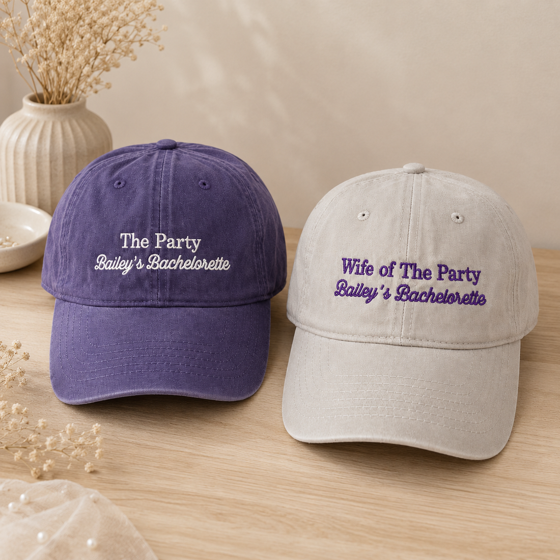 Wife of the Party Baseball Cap With Custom Embroidery