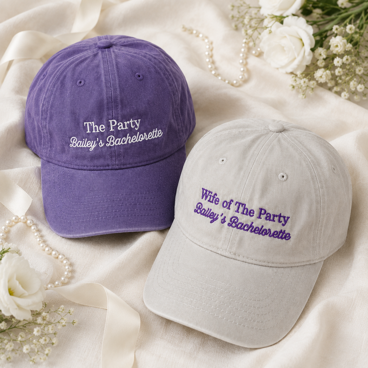 Wife of the Party Baseball Cap With Custom Embroidery