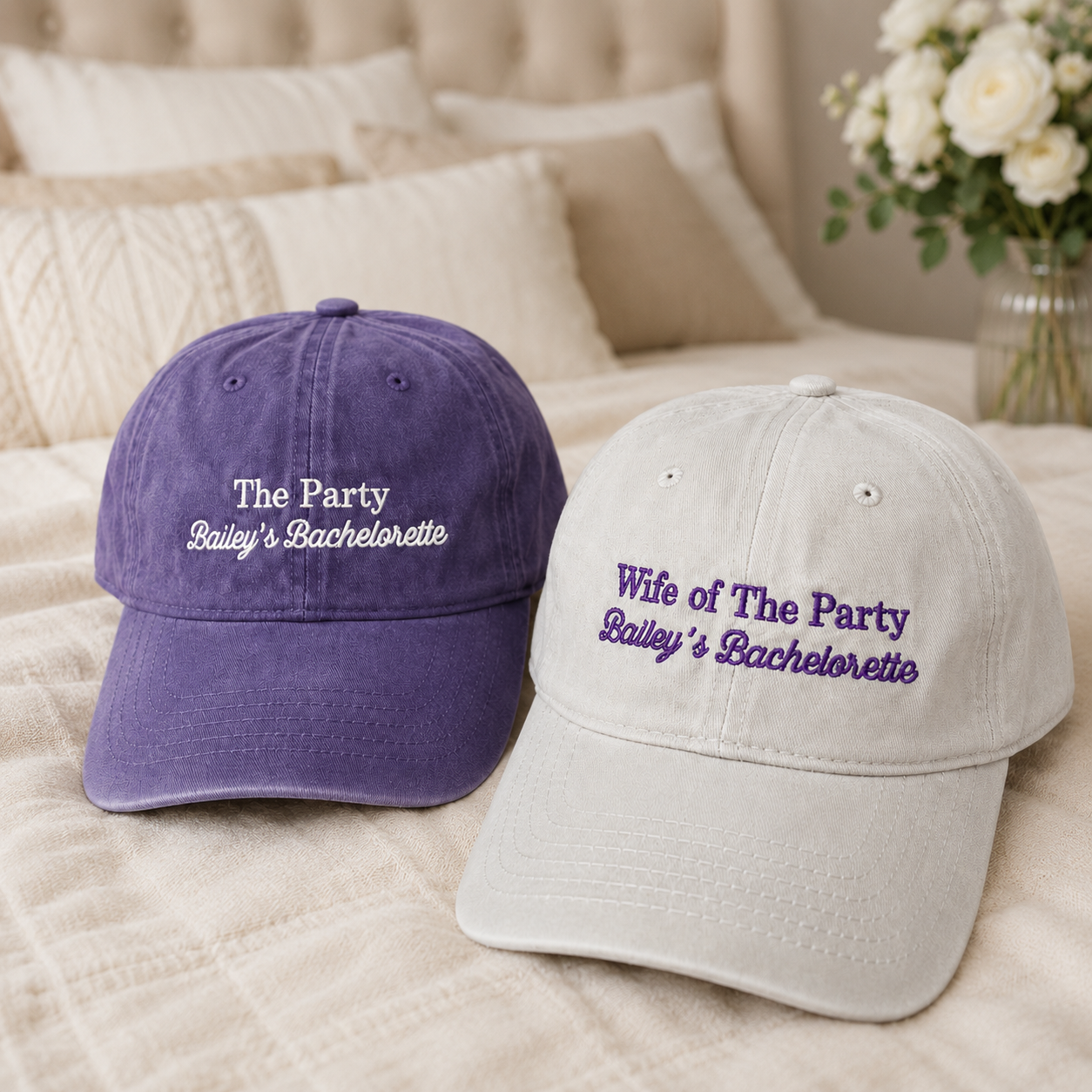 Wife of the Party Baseball Cap With Custom Embroidery