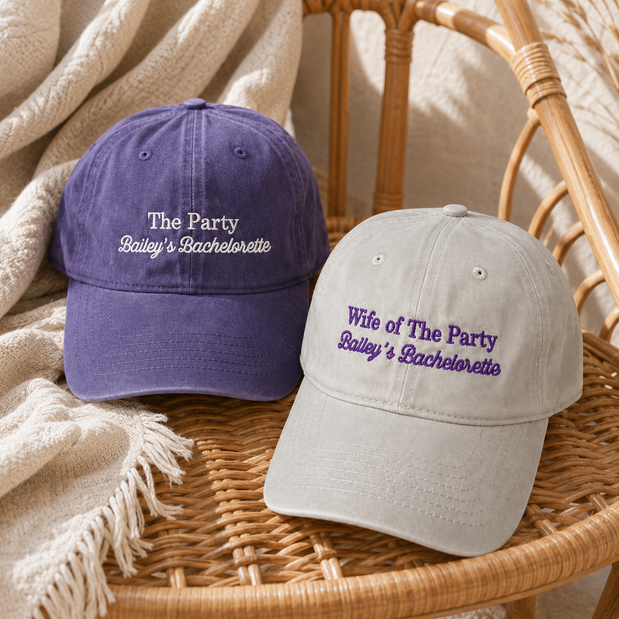 Wife of the Party Baseball Cap With Custom Embroidery