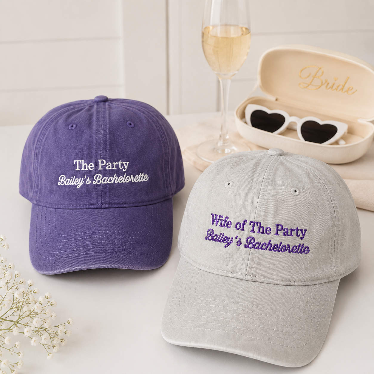 Wife of the Party Baseball Cap With Custom Embroidery